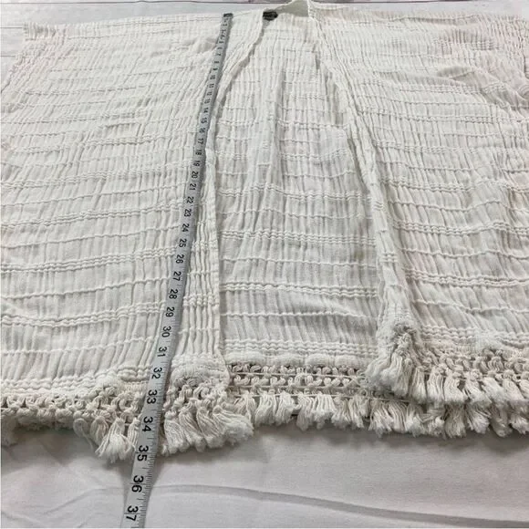 Aerie Womens White Crochet Fringe Hem Open Front Kimono Cover Up Cardigan OS - Picture 7 of 7